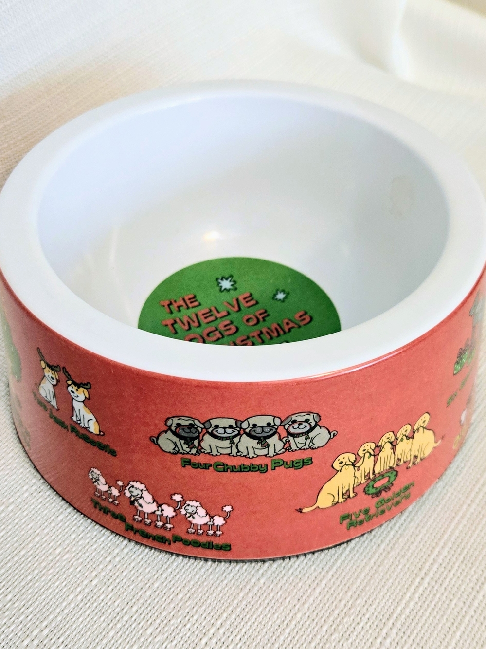 12 Days Of Christmas Dog Dish LG Holiday Bowl Pet Lover Non Skid Old Navy